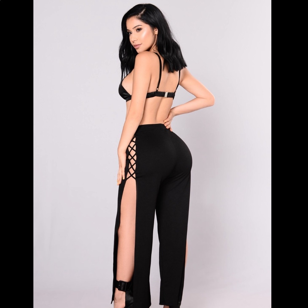 Black cross cross pants